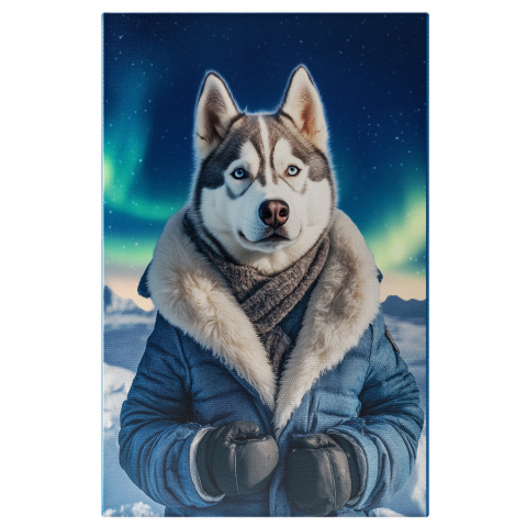 Natură - Tablou Canvas Personalizat Jachetă Albastră sub Aurora BorealăMarime 140x90CM