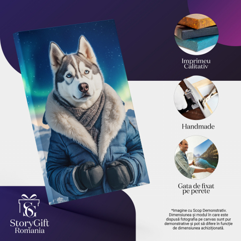 Tablou Canvas Personalizat Jachetă Albastră sub Aurora BorealăMarime 120x80CM [3]