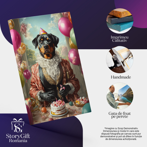  Tablou Canvas Personalizat Portret Aristocrat Cu Baloane De Zi OnomasticăMarime 40x25CM [3]