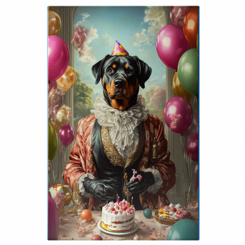 Sărbători -  Tablou Canvas Personalizat Portret Aristocrat Cu Baloane De Zi OnomasticăMarime 40x25CM