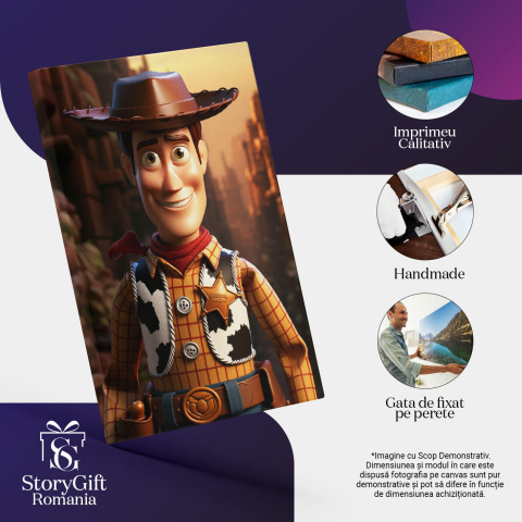 Tablou Canvas:  Portret de Cowboy - Woody din Toy Story veselie Pixar desene Pictura Digitala 40x25CM [2]