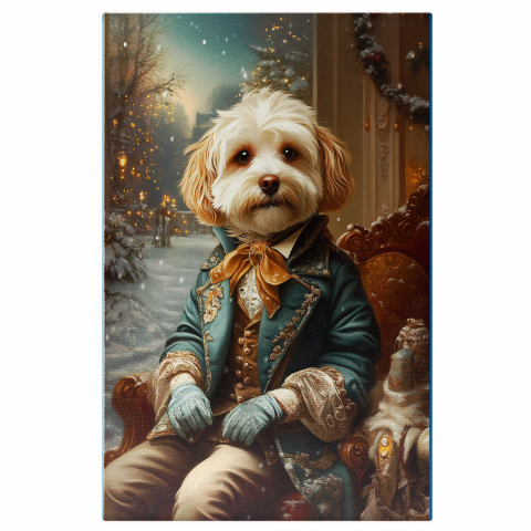 Sărbători -  Tablou Canvas Personalizat Portret De Crăciun Cu Ținută Regală Și ZăpadăMarime 40x25CM