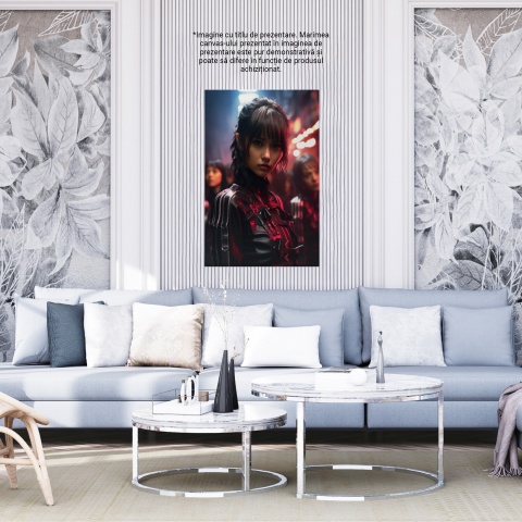 Tablou Canvas:  Portret de fata asiatica draguta - serioasa costum special neon grup Pictura Digitala 40x25CM [3]