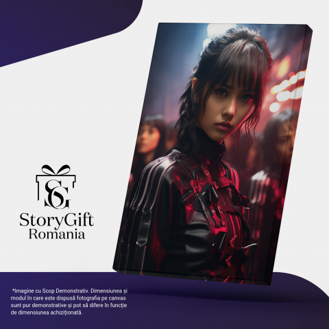 Tablou Canvas:  Portret de fata asiatica draguta - serioasa costum special neon grup Pictura Digitala 40x25CM [4]