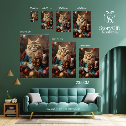  Tablou Canvas Personalizat Regal De Crăciun Cu Globuri Și Crengi De BradMarime 40x25CM [5]