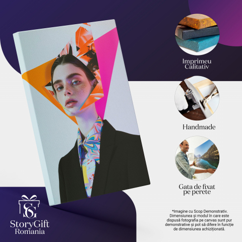 Tablou Canvas - Portret Abstract cu Chip în Forme Neregulate, Marime 40x25CM [1]