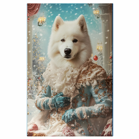 Sărbători -  Tablou Canvas Personalizat Regal Albastru Pe Fotoliu Cu Priveliste De ZăpadăMarime 40x25CM