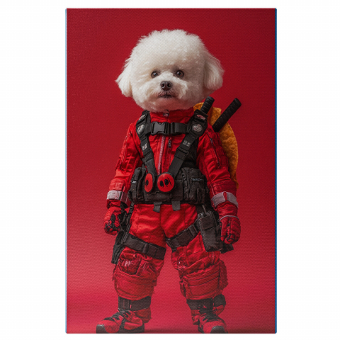 SuperErou -  Tablou Canvas Personalizat Portret Deadpool Ninja Cu Costum RoșuMarime 40x25CM