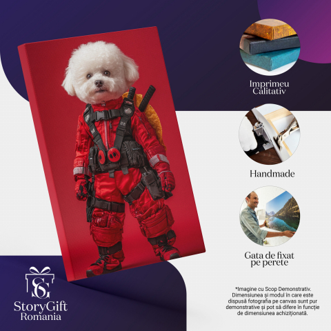  Tablou Canvas Personalizat Portret Deadpool Ninja Cu Costum RoșuMarime 120x80CM [3]