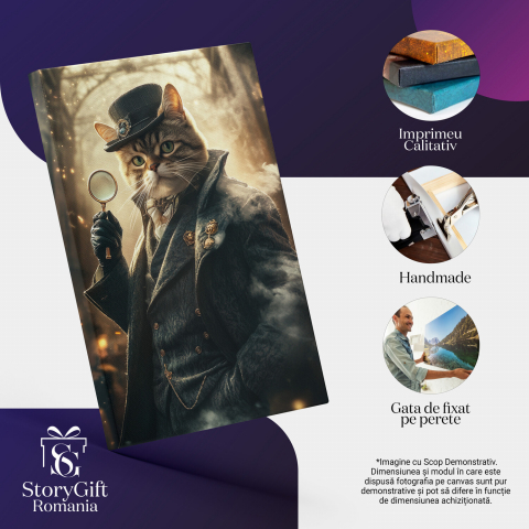 Tablou Canvas Personalizat Portret Detectiv Stil Sherlock HolmesMarime 100x70CM [3]