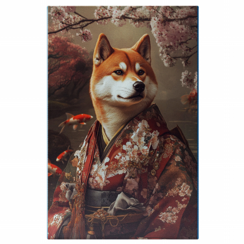 Războinici -  Tablou Canvas Personalizat Asasin Asiatic În Kimono Floral În Grădina JaponezăMarime 40x25CM