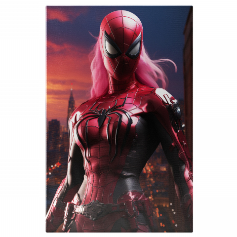 Tablou Canvas - Portret Eroină în Costum Stil Spider-Man, Marime 40x25CM