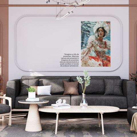 Tabloul canvas cu portretul unei femei subacvatice în rochie roșie, Marime 40x25CM [3]