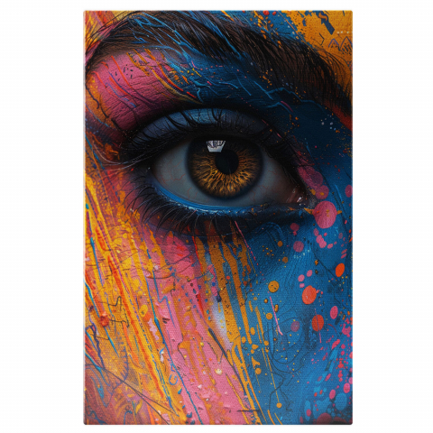 Tablou Canvas Portret Feminin cu Ochi Căprui și Gene Lungi, Marime 40x25CM