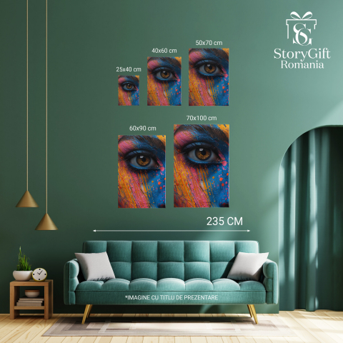 Tablou Canvas Portret Feminin cu Ochi Căprui și Gene Lungi, Marime 40x25CM [3]