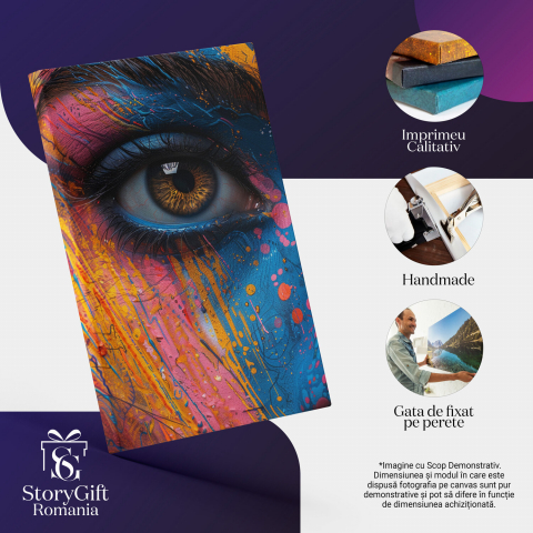 Tablou Canvas Portret Feminin cu Ochi Căprui și Gene Lungi, Marime 40x25CM [1]