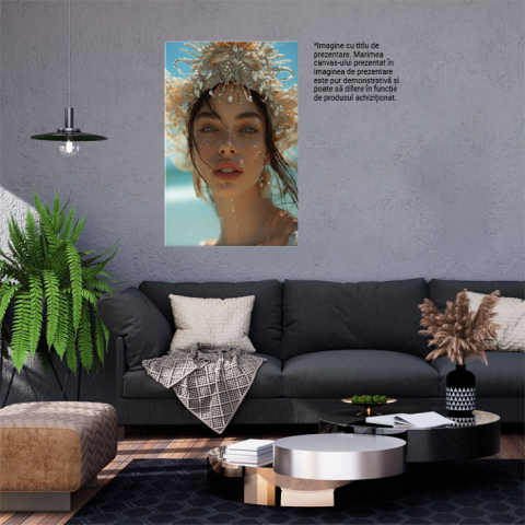 Tablou Canvas:  Portret Feminin Regina scoicilor - Accesorii misterioase din scoici Pictura Digitala 40x25CM [1]