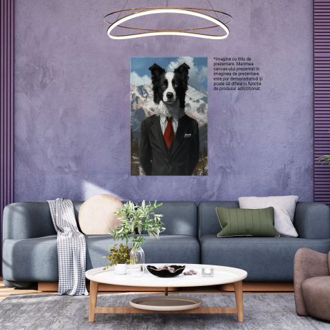 Tablou Canvas Portret Fotorealistic al Câinelui Akita în Costum cu Cravată Roșie, Marime 40x25CM [2]