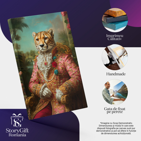  Tablou Canvas Personalizat Portret Regal În Ținută Roz Cu Piatra PrețioasăMarime 40x25CM [3]