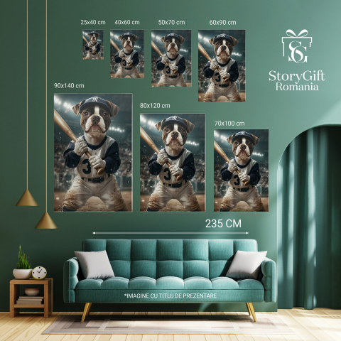  Tablou Canvas Personalizat Jucător De Baseball Pe Teren Cu Băț De LemnMarime 120x80CM [5]