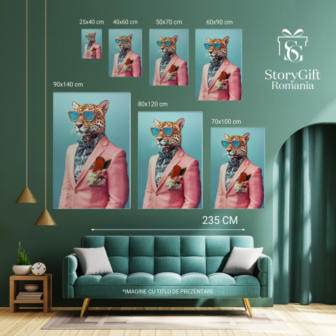  Tablou Canvas Personalizat Portret Masculin Office Sacou Roz PudrăMarime 70x50CM [5]