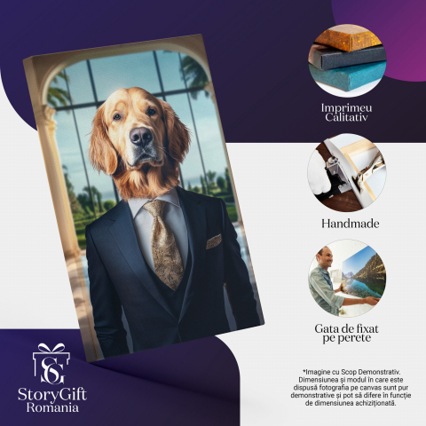  Tablou Canvas Personalizat Costum Albastru Cu Cravată AurieMarime 40x25CM [3]