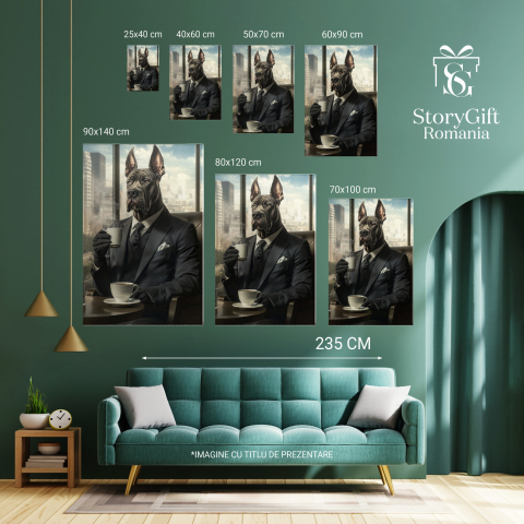  Tablou Canvas Personalizat Portret Masculin Stil Office Cu CafeaMarime 70x50CM [5]