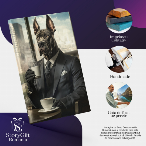  Tablou Canvas Personalizat Portret Masculin Stil Office Cu CafeaMarime 70x50CM [3]