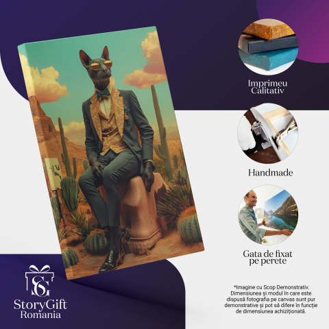  Tablou Canvas Personalizat Portret Masculin Verde Smarald CactușiMarime 120x80CM [3]