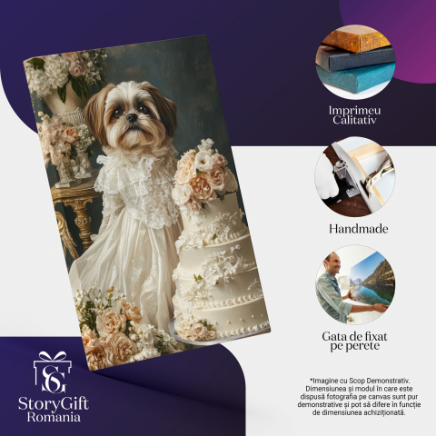  Tablou Canvas Personalizat Mireasă Regală Cu Rochie Albă Și Tort De NuntăMarime 40x25CM [3]