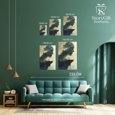 Portret Natural - Chip din Profil pe Stâncă, Marime 40x25CM [3]