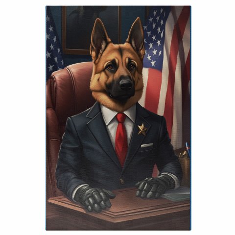 Personalizate cu Animalul Tau -  Tablou Canvas Personalizat Șef De Stat Costum Bleumarin Cravată RoșieMarime 40x25CM