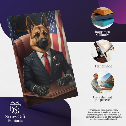  Tablou Canvas Personalizat Șef De Stat Costum Bleumarin Cravată RoșieMarime 120x80CM [3]