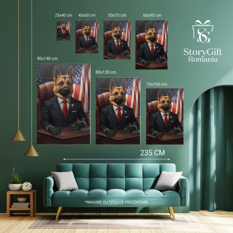  Tablou Canvas Personalizat Șef De Stat Costum Bleumarin Cravată RoșieMarime 120x80CM [5]