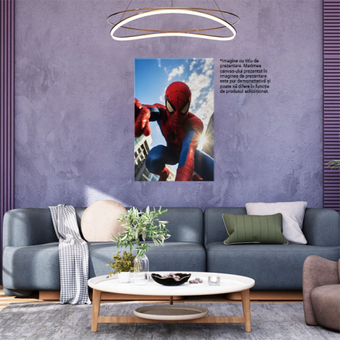 Tablou Canvas: Portret Privirea lui Spiderman între Clădirile Orașului Pictura Digitala 40x25CM [1]