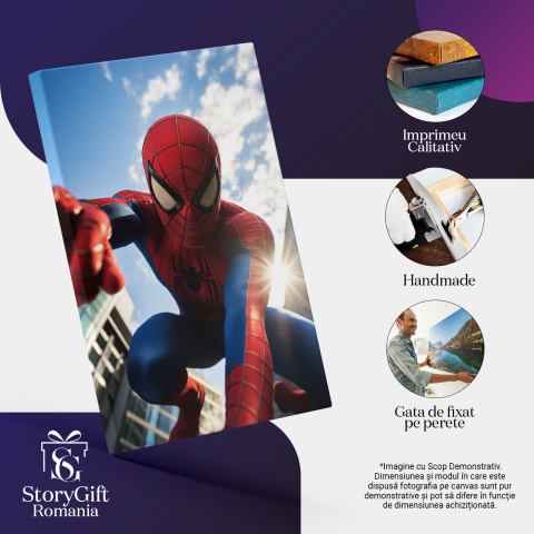 Tablou Canvas: Portret Privirea lui Spiderman între Clădirile Orașului Pictura Digitala 40x25CM [2]