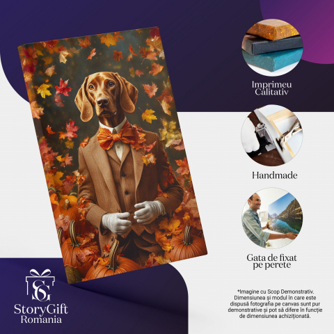  Tablou Canvas Personalizat Aristocrat De Toamnă Cu Papion Și Frunze De ToamnăMarime 40x25CM [3]