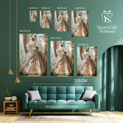  Tablou Canvas Personalizat Portret Regină Cu Rochie Albă Și Guler Din DantelăMarime 70x50CM [5]