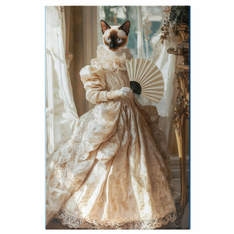 Regal -  Tablou Canvas Personalizat Portret Regină Cu Rochie Albă Și Guler Din DantelăMarime 40x25CM