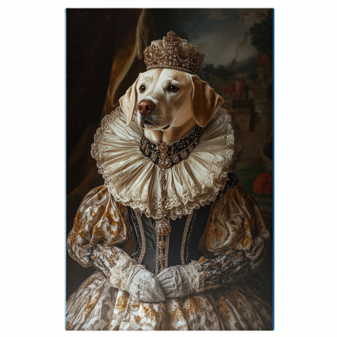 Regal -  Tablou Canvas Personalizat Regină Cu Rochie Aurie Și Guler Din DantelăMarime 40x25CM