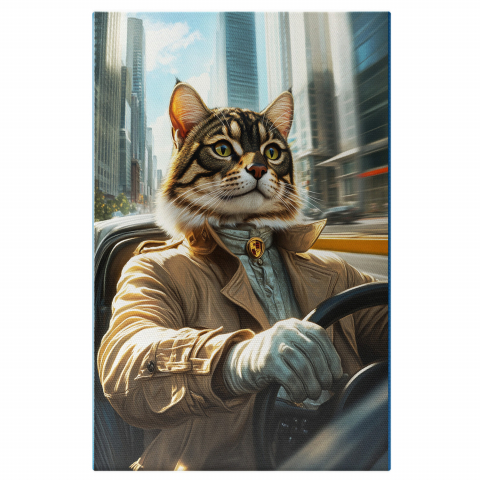 Vehicule -  Tablou Canvas Personalizat Șofer În Mașină Cu Viteză În New YorkMarime 40x25CM