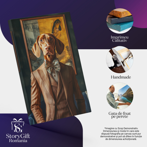  Tablou Canvas Personalizat Costum Maro Cu Papion Albastru Detalii AuriiMarime 120x80CM [3]