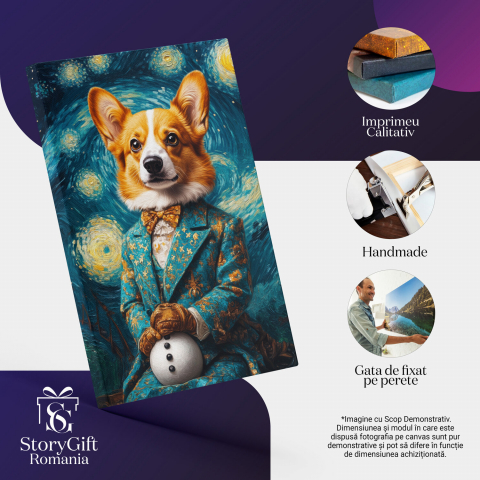  Tablou Canvas Personalizat Costum Albastru Cu Detalii AuriiMarime 40x25CM [3]