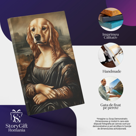  Tablou Canvas Personalizat Portret În Stilul Mona Lisa Cu Haină VerdeMarime 40x25CM [3]