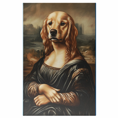 Regal -  Tablou Canvas Personalizat Portret În Stilul Mona Lisa Cu Haină VerdeMarime 40x25CM
