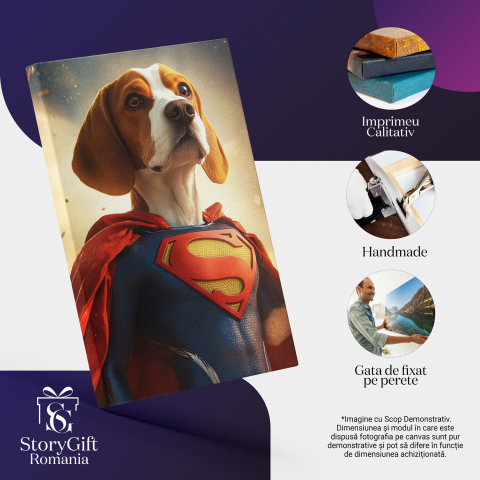  Tablou Canvas Personalizat Superman În Lumină Soarelui Cu Capa RoșieMarime 40x25CM [3]