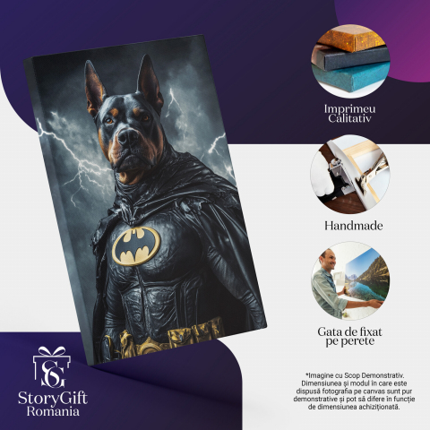  Tablou Canvas Personalizat Batman În Furtună Cu Fulgere Și Căpa NeagrăMarime 40x25CM [3]