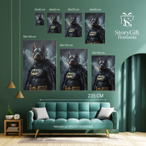 Tablou Canvas Personalizat Batman În Furtună Cu Fulgere Și Căpa NeagrăMarime 40x25CM [5]