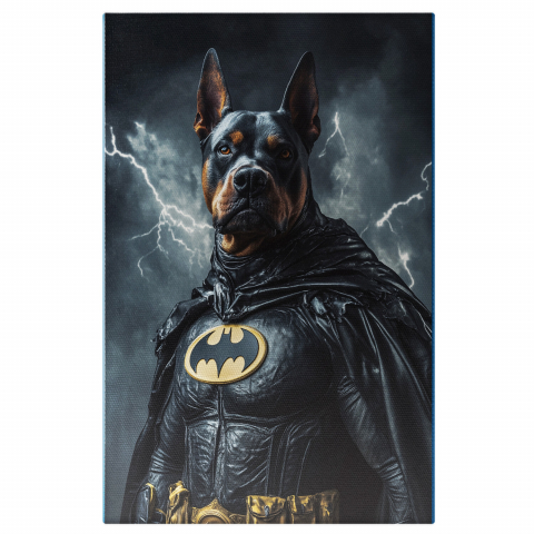 SuperErou -  Tablou Canvas Personalizat Batman În Furtună Cu Fulgere Și Căpa NeagrăMarime 40x25CM