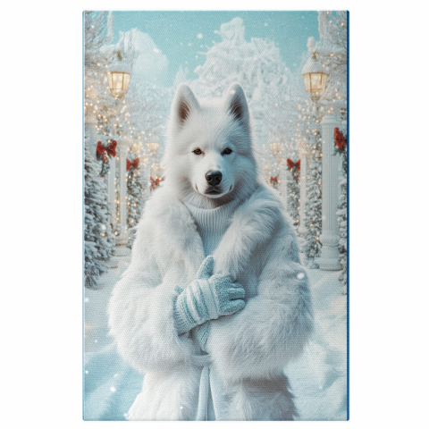 Sărbători -  Tablou Canvas Personalizat Ținută Elegantă De Iarnă Cu Haină De BlanăMarime 40x25CM